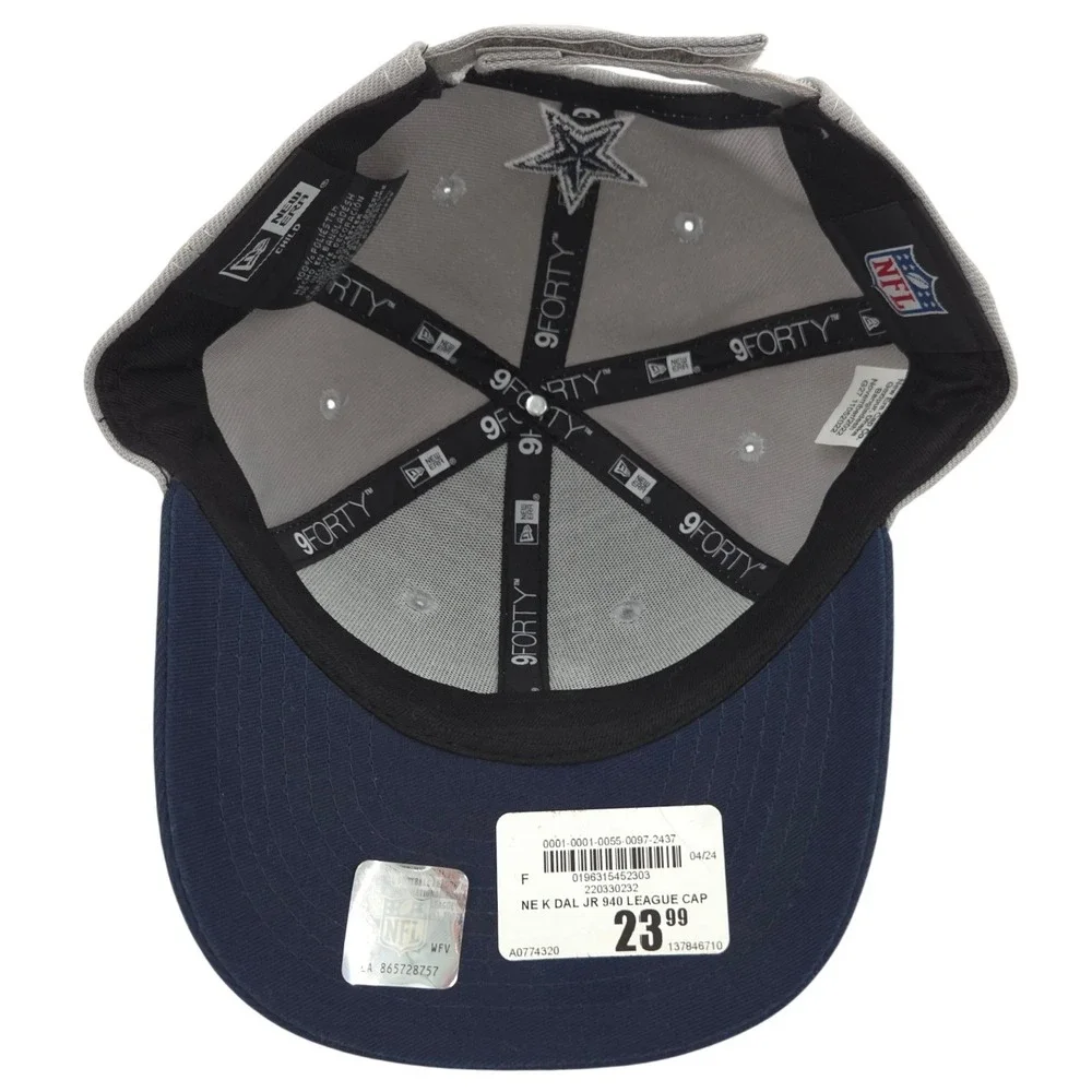 New Era Dallas Cowboys Hat Kids CHILD Gray Navy 9FORTY Adjustable Cap NFL NEW